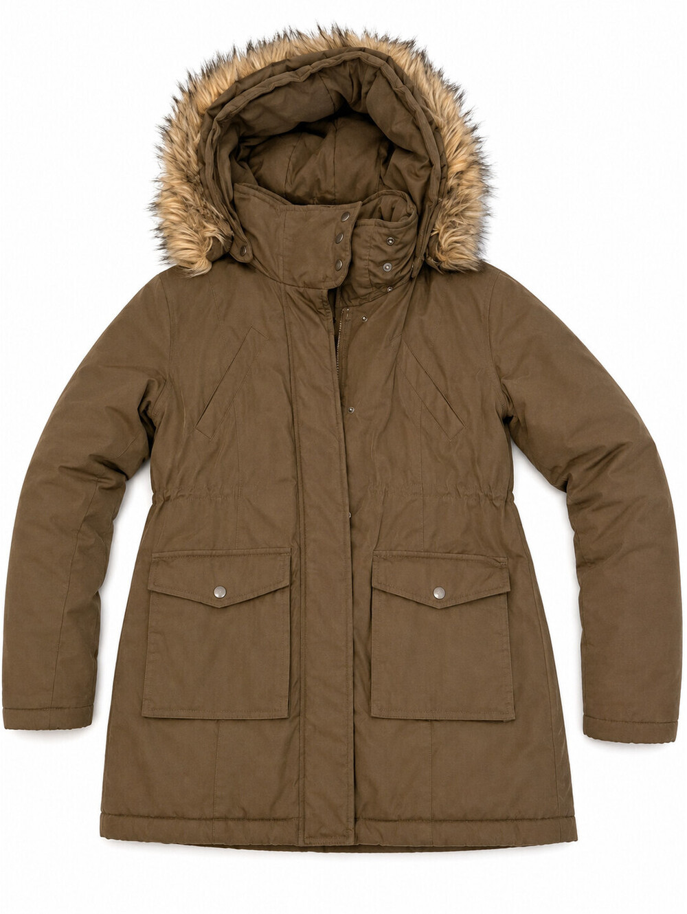 A Pea in the Pod Brown Faux Fur Hood Winter Parka Jacket Size S